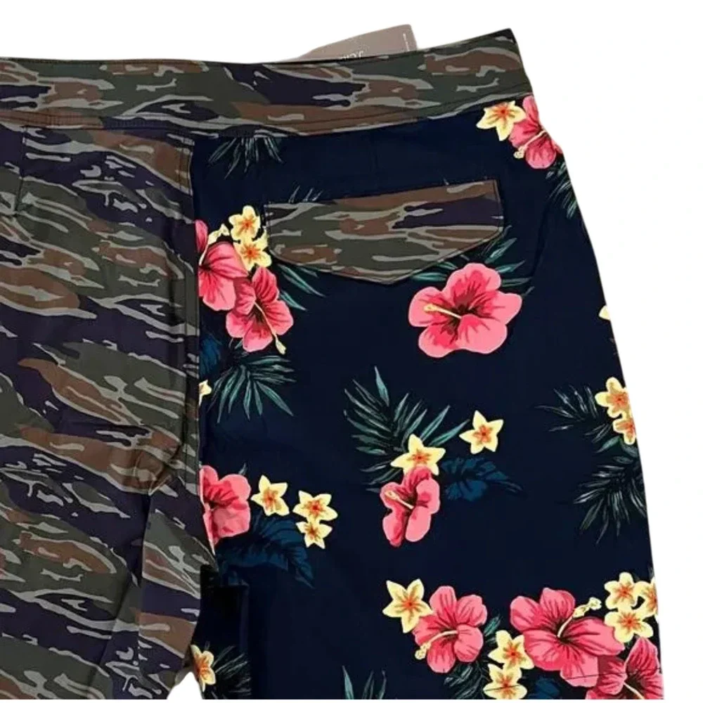 NWT J. Crew Men's Green Camo/Floral Print Swim Board Shorts -SZ 32